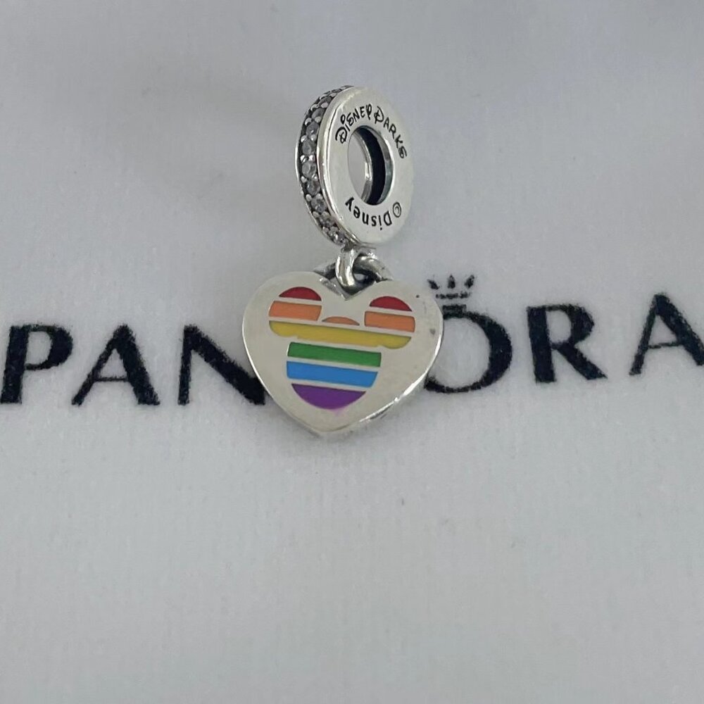 New Authentic Disney Parks Exclusive Rainbow Mickey Love Pride Pandora Charm